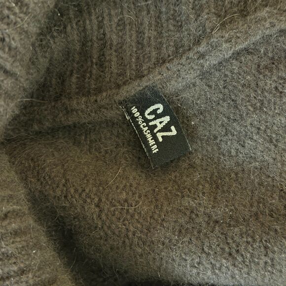 Caz Cashmere Sweater Crop Dolman Asymetrical Neck Gray Brown OS - Picture 5 of 5